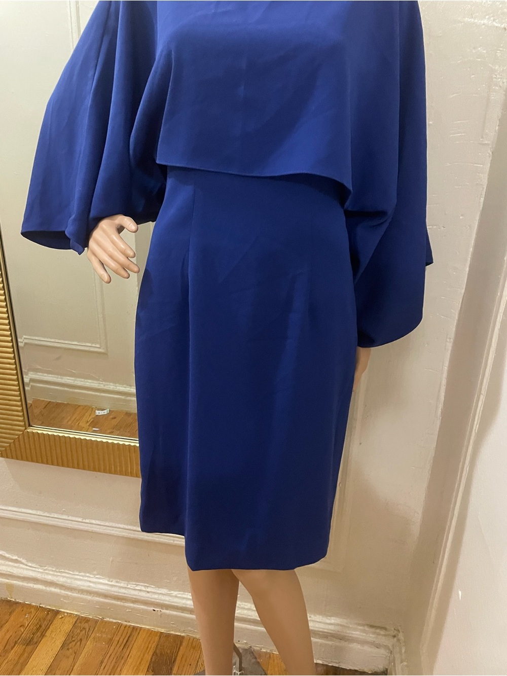 Trina Turk Royal Blue Cape-Sleeve Sheath Dress - Picture 5 of 15